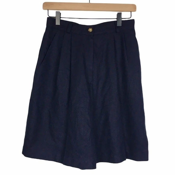 VINTAGE Mom Shorts Ultra High Waist Woven Navy Blue 80s 90s Retro Golf Size 8 - Picture 1 of 11